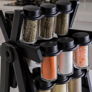 Rotating Spice Rack – 18 Jar Kitchen Countertop Organizer 360° Spice Storage Carousel