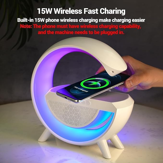 Wireless Charger Speaker with LED Light – Fast Charging Bluetooth Speaker