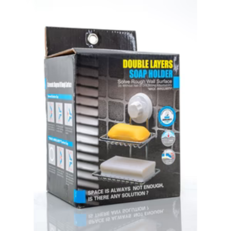 حامل صابون مثبت على الحائط بطبقة مزدوجة