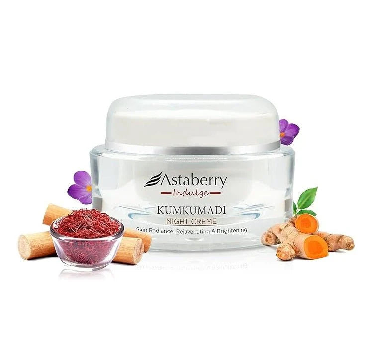 Night Cream for Glowing Skin – Astaberry Indulge Kumkumadi Skin Brightening & Hydrating Night Cream