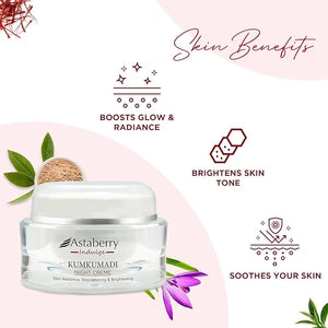 Night Cream for Glowing Skin – Astaberry Indulge Kumkumadi Skin Brightening & Hydrating Night Cream