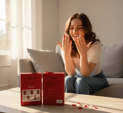 Febble - Classic Red with Gold Accent Press-On Nails (Original)